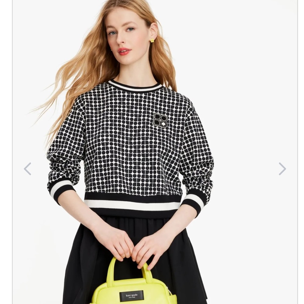Kate Spade high contrast Black and White Grid logo Pullover